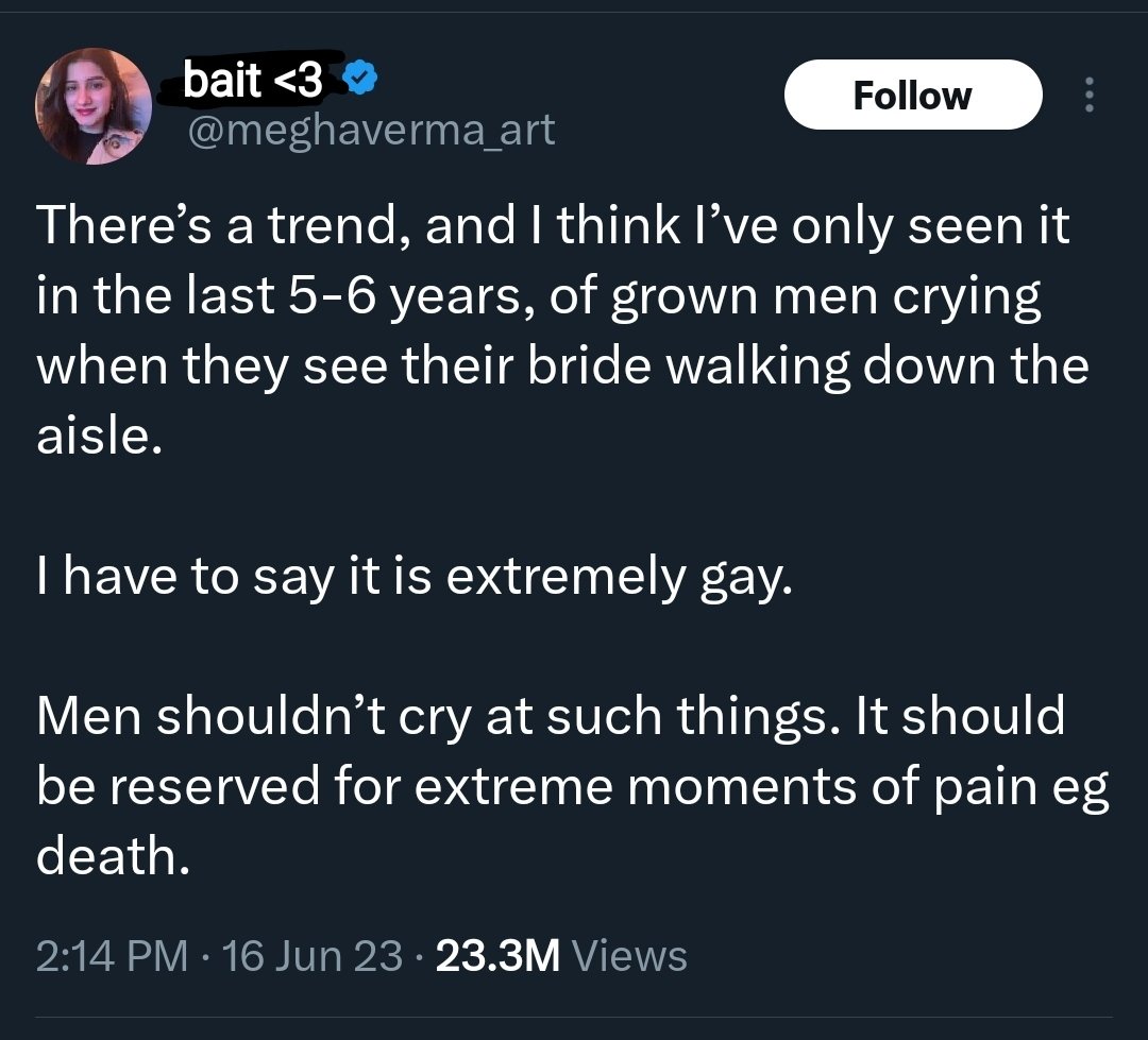 YogSothott's tweet image. Fellas is it gay to be a man and *checks notes* love a woman so much u burst out crying at ur heterosexual wedding?