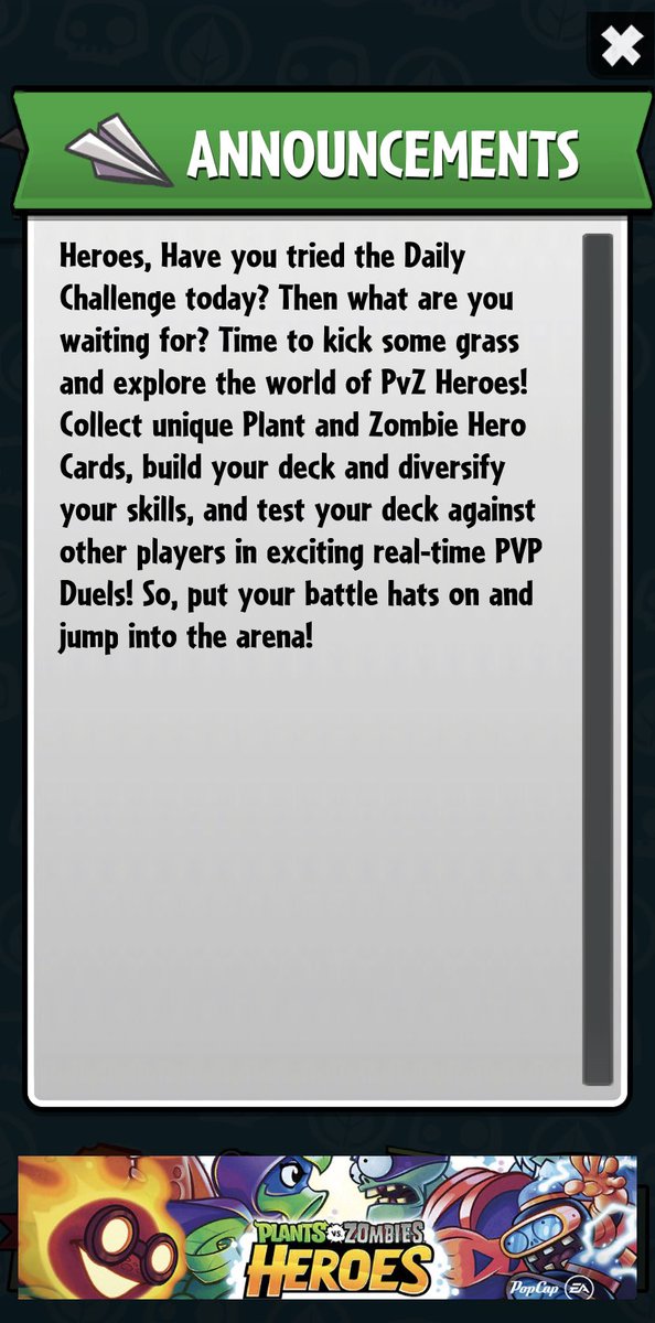 Plants vs. Zombies News on Twitter "Another new announcement was sent