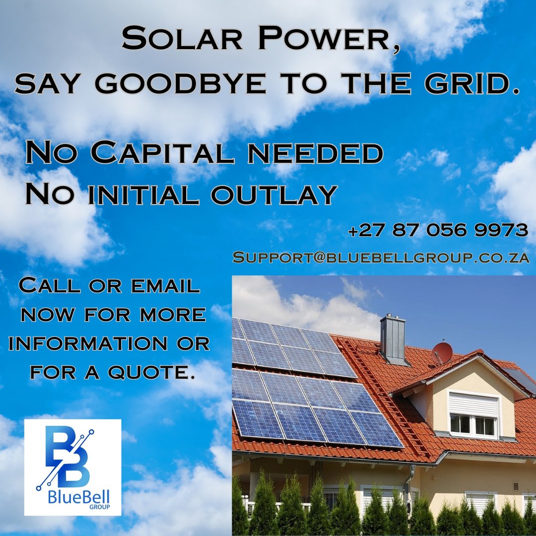 BlueBellGroup's tweet photo. #Loadshedding #SouthAfrica #nopower #alternativepower #solarpower #solarenergy https://t.co/FnNgHJrNhO