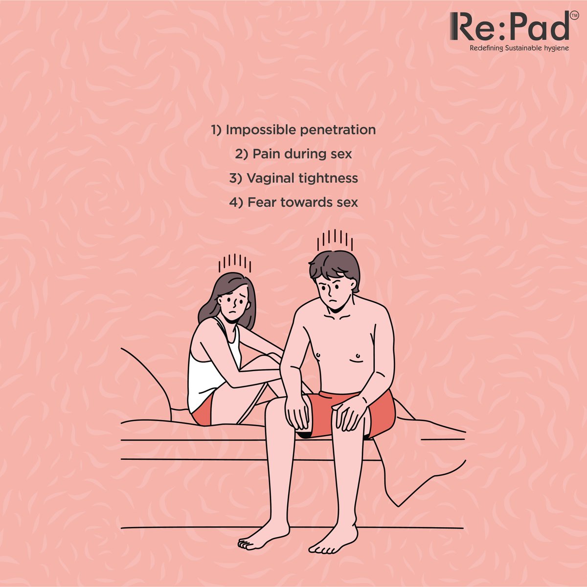Vaginismus is an automatic reaction of the body towards vaginal penetration. It is entirely possible to treat vaginismus, once the underlying cause is discovered.
#Repad #clothpads #womenhealth #womenhygine #menstrualhealth #sustainablemenstruation #vaginisumssymptoms #vaginismus