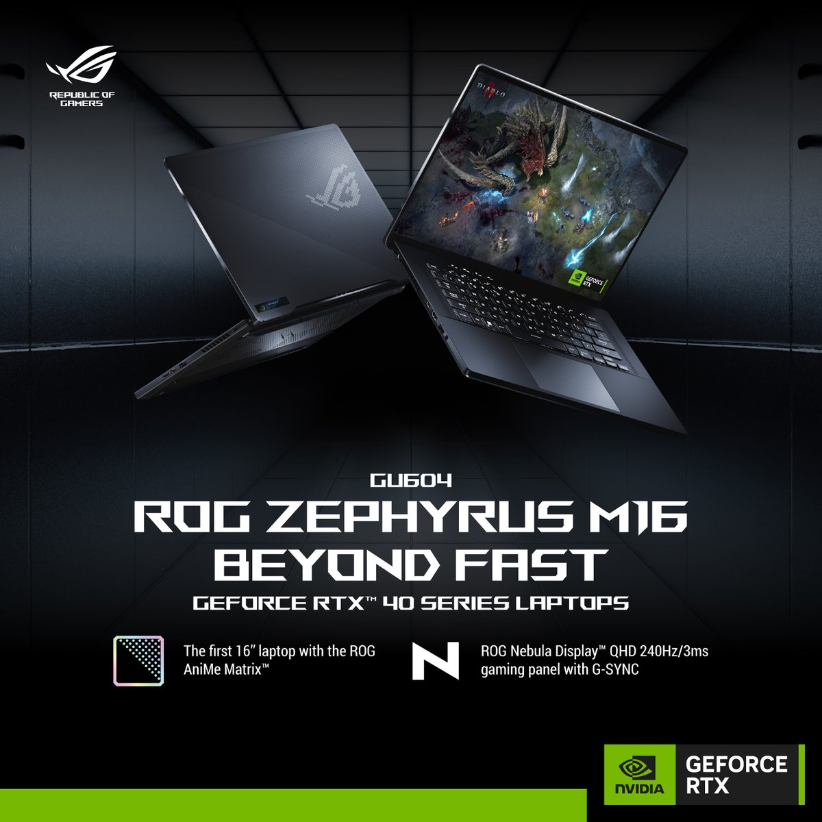 ASUS_ROG_ID's tweet image. Kalahkan semua lawan dengan Zephyrus M16 yang sudah dilengkapi dengan 140W TGP Latest NVIDIA® GeForce RTX™ 4060 Laptop GPU with Dynamic Boost!

Dirancang ultra-slim dan ringan dengan bobot hanya 2,1 kg, Zephyrus M16 enak banget buat kamu bawa ke mana-mana. ⁠

#ROGZephyrusM16