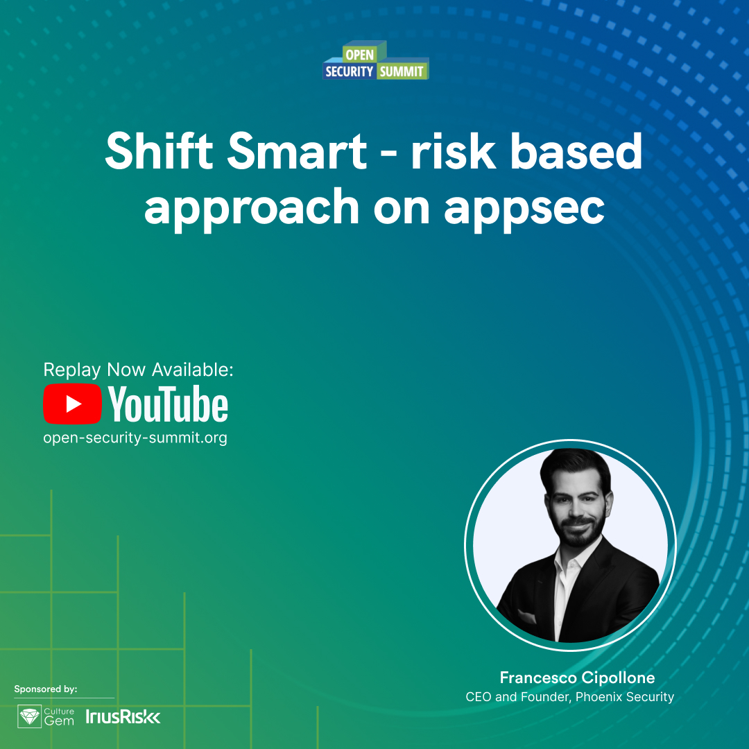 Thank you so much for joining us for the "Shift Smart - risk based approach on appsec" session by <a href="/FrankSEC42/">Francesco Cipollone🔥Appsec and ☁️ Cloudsec 🐒</a>; the replay is now available on YouTube!!!

Catch up here: open-security-summit.org/sessions/2023/…

#OSS2023 #cybersecurity #security #appsec #ShiftSmart