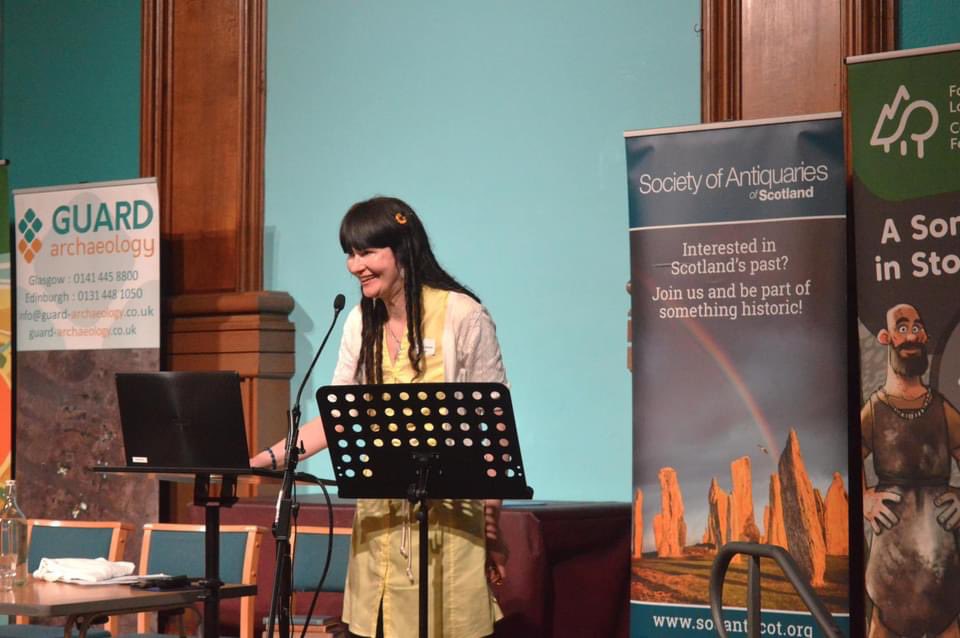 SuzanneMarie05's tweet photo. Thank you @socantscot for these lovely photos ©Society of Antiquaries of Scotland, from #ARP2023 in Edinburgh, 27th May, 2023. My presentation on performing the archaeology of #ML286 was dedicated to my Scottish Grandparents who emigrated to Canada in 1949. https://t.co/Fc6u5gyIek