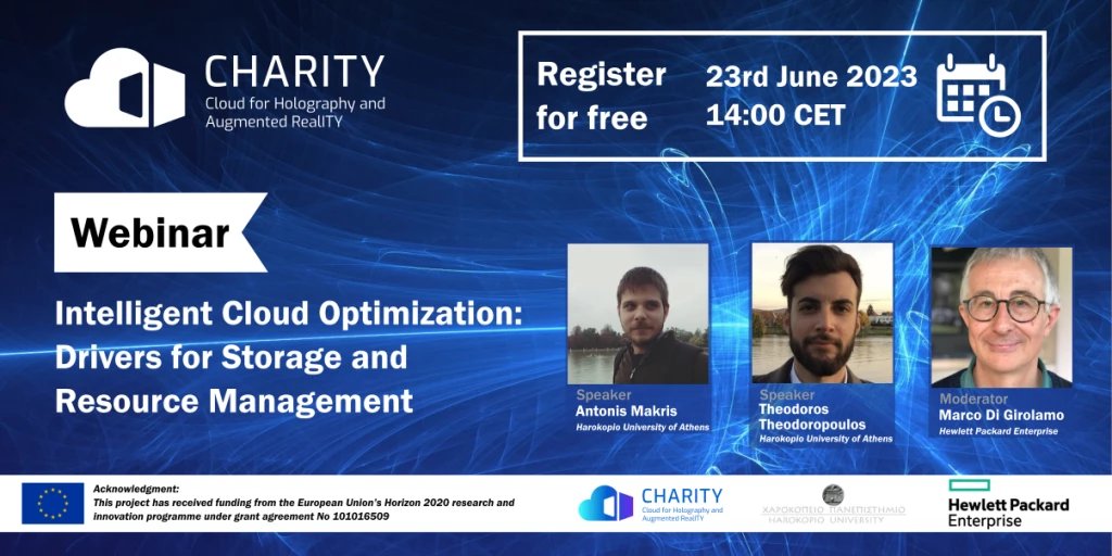 📬  Join us for a new #webinar this Friday!

Our new web-based seminar "Intelligent Cloud Optimization: Drivers for Storage and Resource Management", will feature two presentations from experts in the field.

Learn more and register here 👉 charity-project.eu/en/webinars/ch…