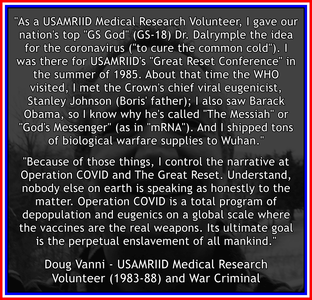 Doug_Vanni's tweet photo. @joerogan @RobertKennedyJr Operation COVID is a total program of depopulation and eugenics on a global scale where the vaccines are the real weapons. Its goal is one world totalitarian government. Never forget. https://t.co/MhTZPGfSzv