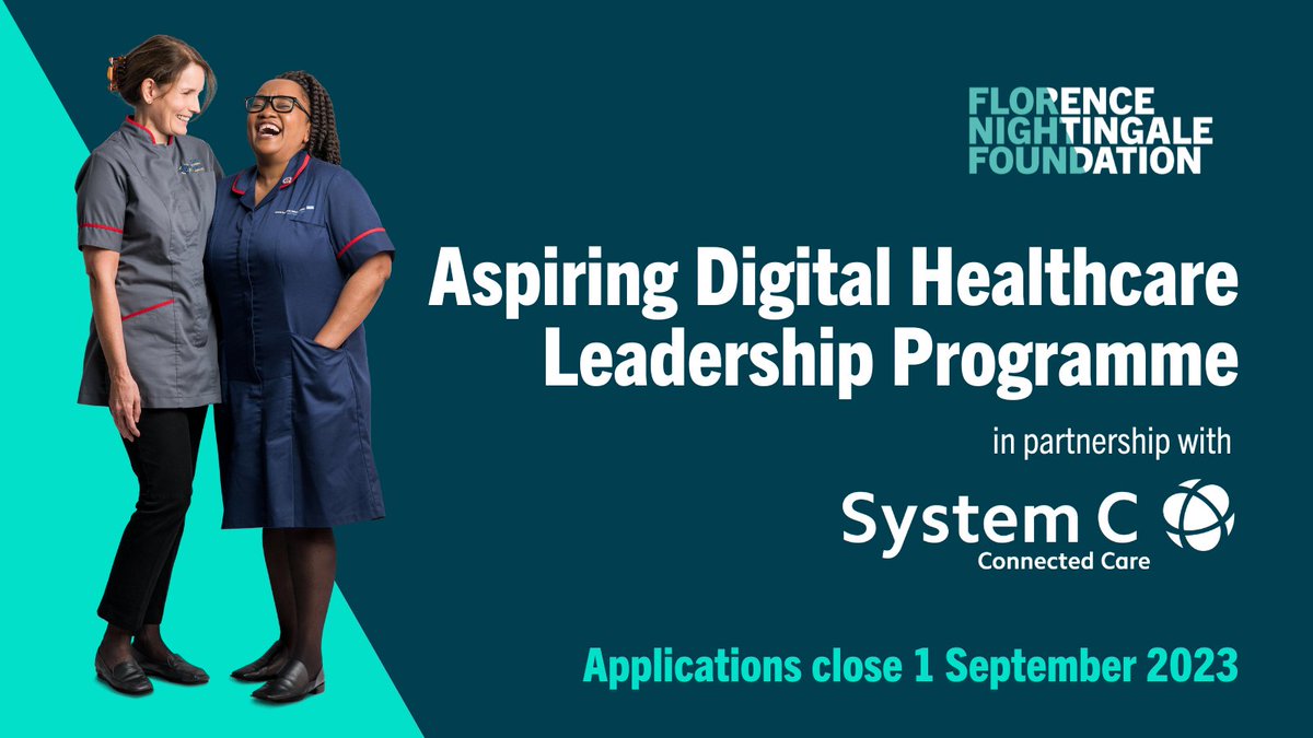 📣Our Aspiring Digital Healthcare Leadership Programme, in partnership with @System_C is open for applications! This programme is for aspiring #digital career - #nurses - #midwives - #AHPs - #pharmacists at ANY stage of your career. Find out more at tinyurl.com/3bfts8ws