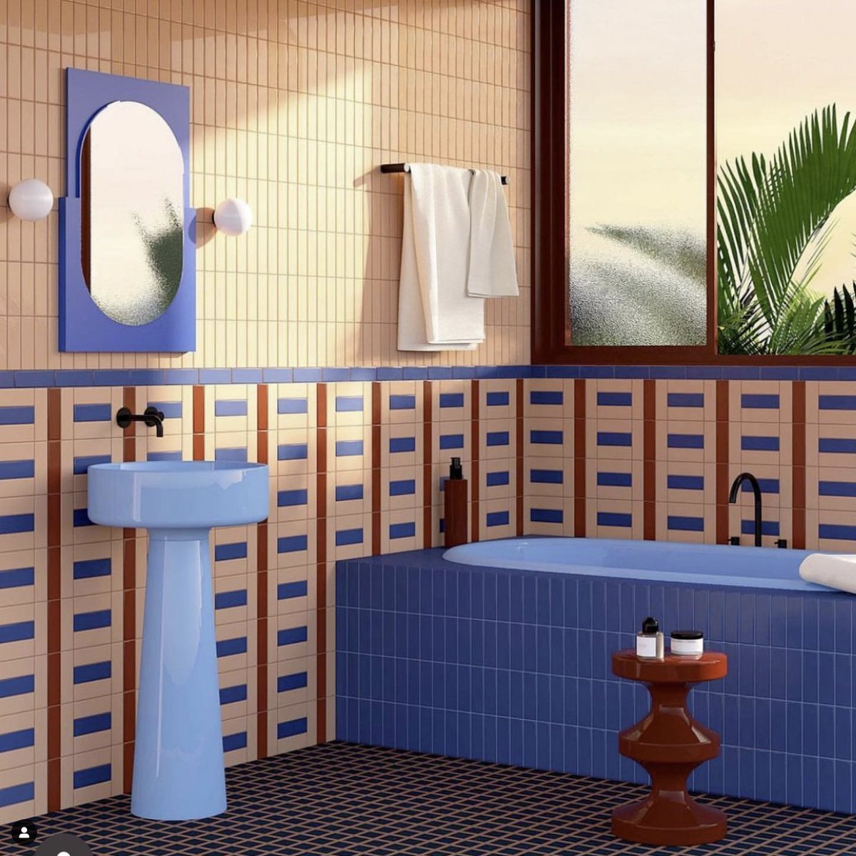 Design__Hunger's tweet image. If a bathroom could make you feel nostalgic… 
Happy Monday inspiration! Beautiful bathroom interior design by Tekla Evelina Severin in collaboration with @AnnaBroeng featuring their #FÄRGBLOCK collection.

#bathroomdesign #bathroomremodel #design #designinspo #interiordesign