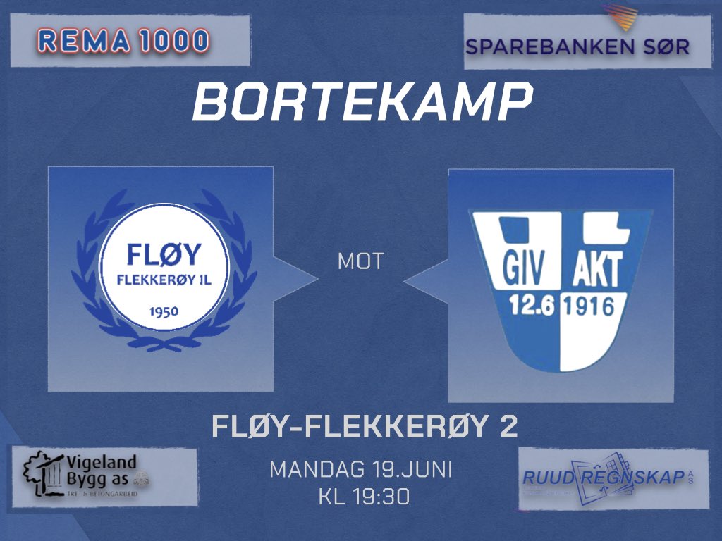 Kampdag 💙💙 

🆚 Fløy 2
📍 Flekkerøya
🏟 Cemo Arena Flekkerøy 
⏰ 19:30
☁️ 19°

Håper noen tar turen!