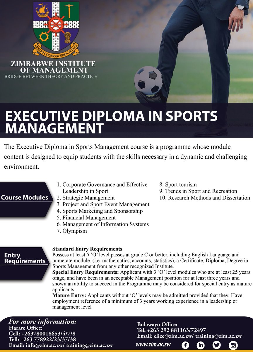 Executive Diploma in Sports Management

Registration in Progress

#managementtraining #ProfessionalDevelopment #sportsmanagement  #RegisterNow