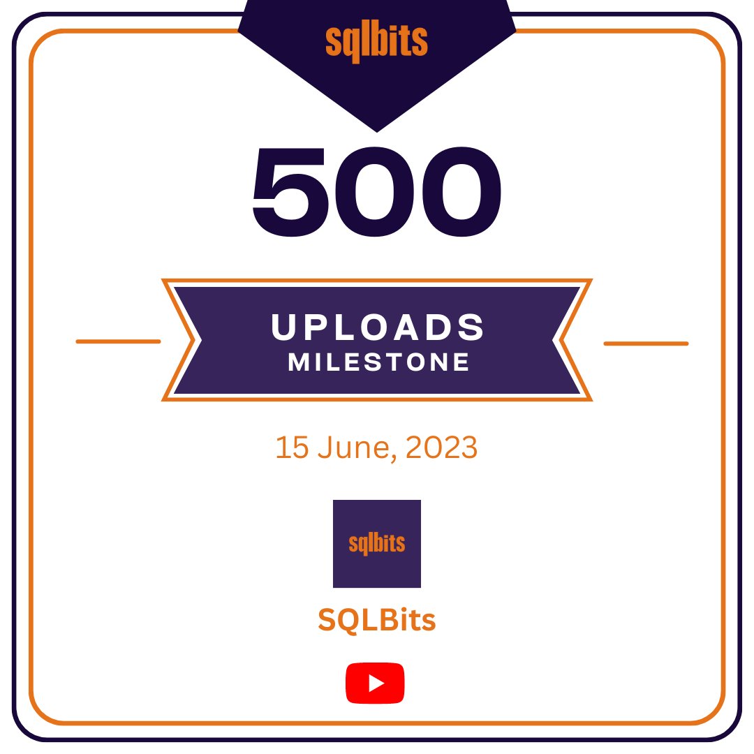 SQLBits's tweet image. Over the past month, we have hit a fair few YouTube milestones, including 350,000 views AND 9000 subscribers!🎉 Thank you very much!👏
Head over to our YouTube channel to watch the #SQLBits2023 videos on demand!📽️
youtube.com/@SQLBits