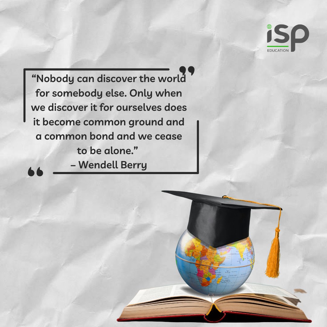It is only through our own individual journeys of discovery that we can truly relate to one another and find common ground. 

#mondaymotivation #mondayquote #ispeducation #quote #studyabroad