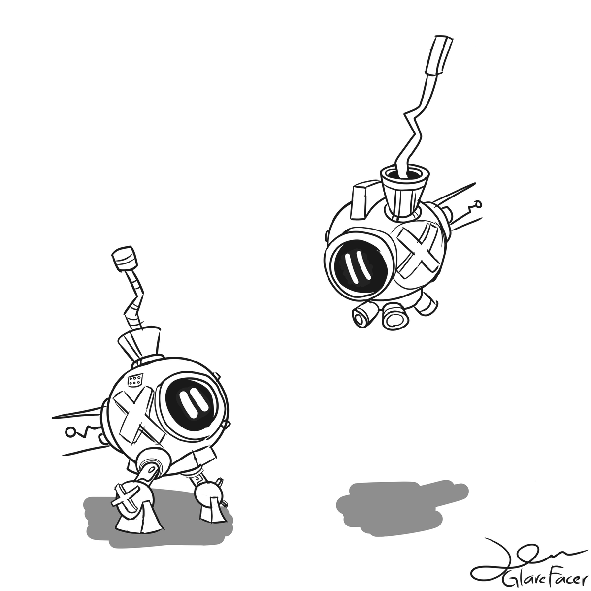 Alpha and Beta Bombees looking at each other confusingly. #BotworldAdventureArt #BotworldAdventure