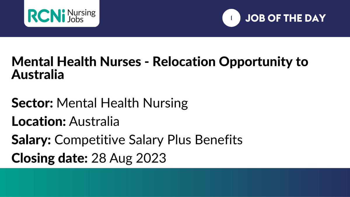 Are you a mental health nurse seeking to transform/upgrade your career and quality of life in Australia? @BarwonHealth wants you! They have relocation opportunities avaliable☀️👨‍⚕️

Find out more: ow.ly/39ZC50OGvMw

#AustraliaJobs #MentalHealthNurse