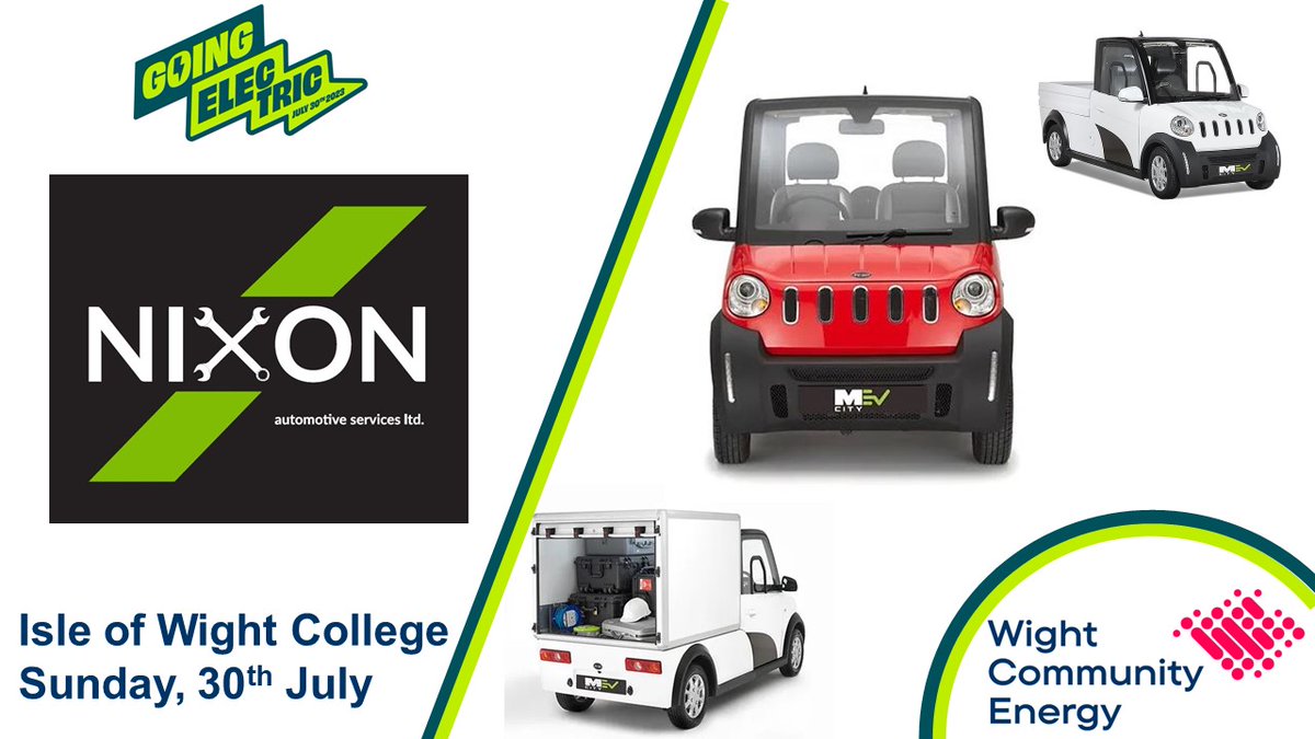 Looking forward to NIXON Automotive Services at Going Electric with their small but capable Electric vehicles from MEV; the City a passenger car ideal for the island, the cargo and the pick-up.
If you want to know more then visit MEV's website here: myelectricvehicle.org