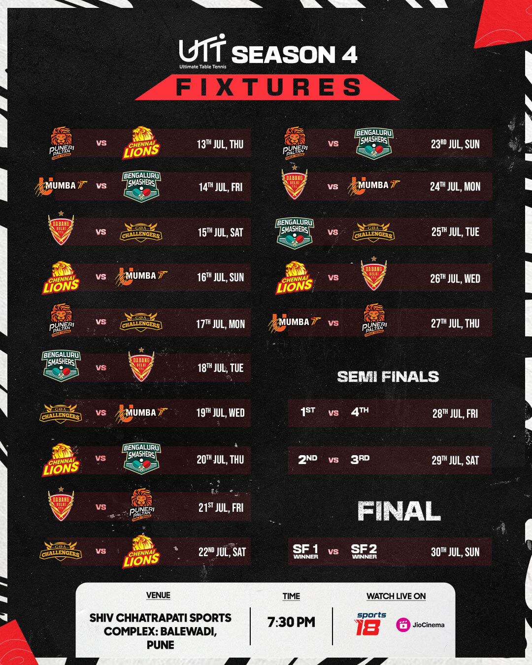Ultimate Table Tennis on Twitter "🚨 The Ultimate Schedule 🚨 Mark your