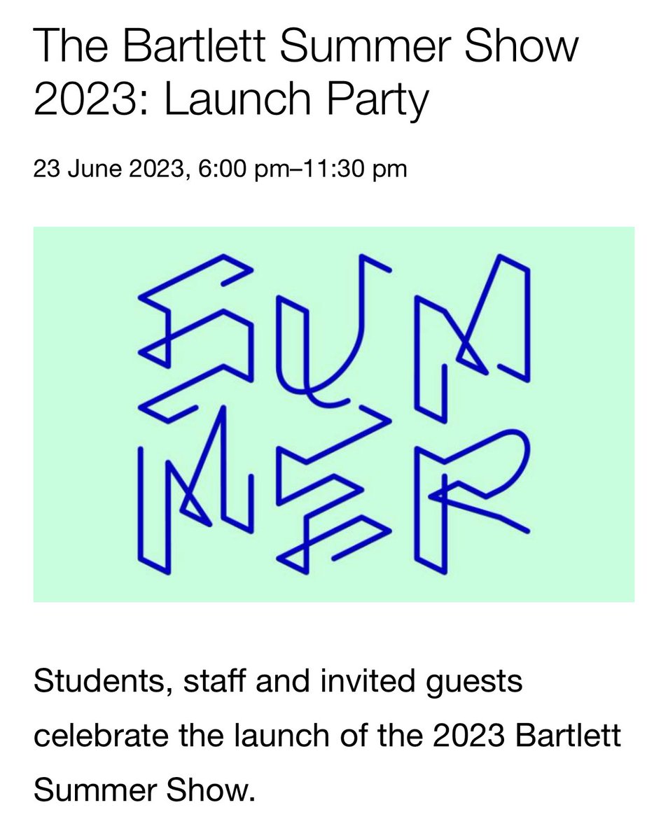 YOOP_Architects's tweet image. It’s that time gain. Bartlett Summer Show. Come join the fun. Alumni on 27th Tuesday from 6.30 with bar #bartlettschoolofarchitecture #yoopknows