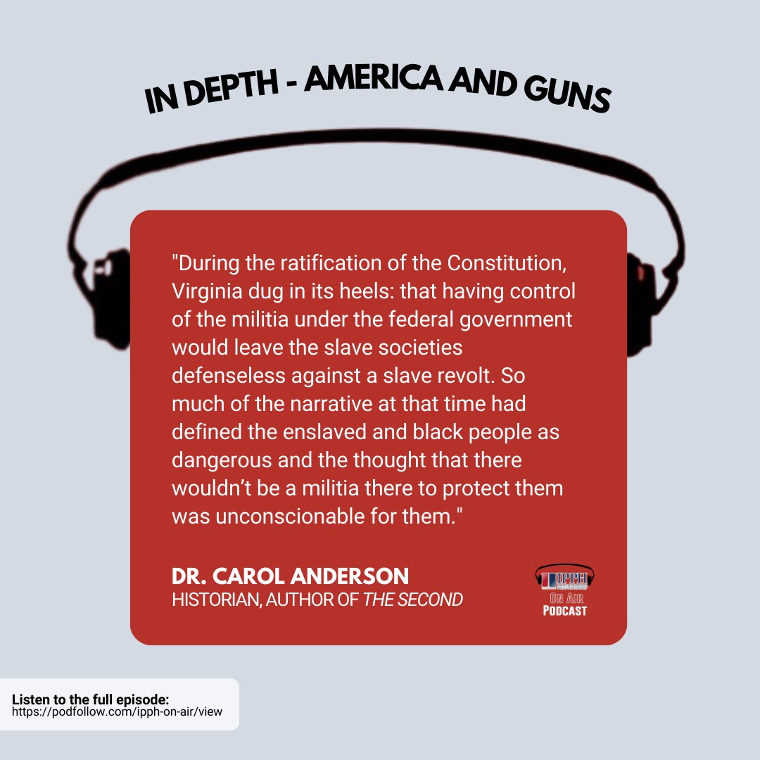 What is the true origin of the Second Amendment?  

Dr. Carol Anderson joins @MayorSPratt in 'In Depth - America and Guns.' Listen to the full episode here: podfollow.com/ipph-on-air/ep…

#ipph #truthtelling #changingthenarrative #DC #udcfirebirds #gunviolence #2ndamendment