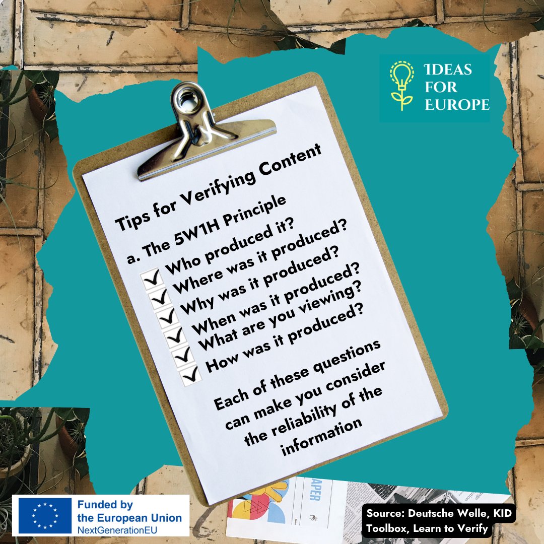 Ideas4EU's tweet photo. One such emerging tool is Deutsche Welle’s #KIDproject! An innovative project that includes multiple #OpenSourceIntelligence tools alongside #AI and the #5W1HPrinciple to help us with better tips in identifying false or misleading information. https://t.co/7rp0zDi476