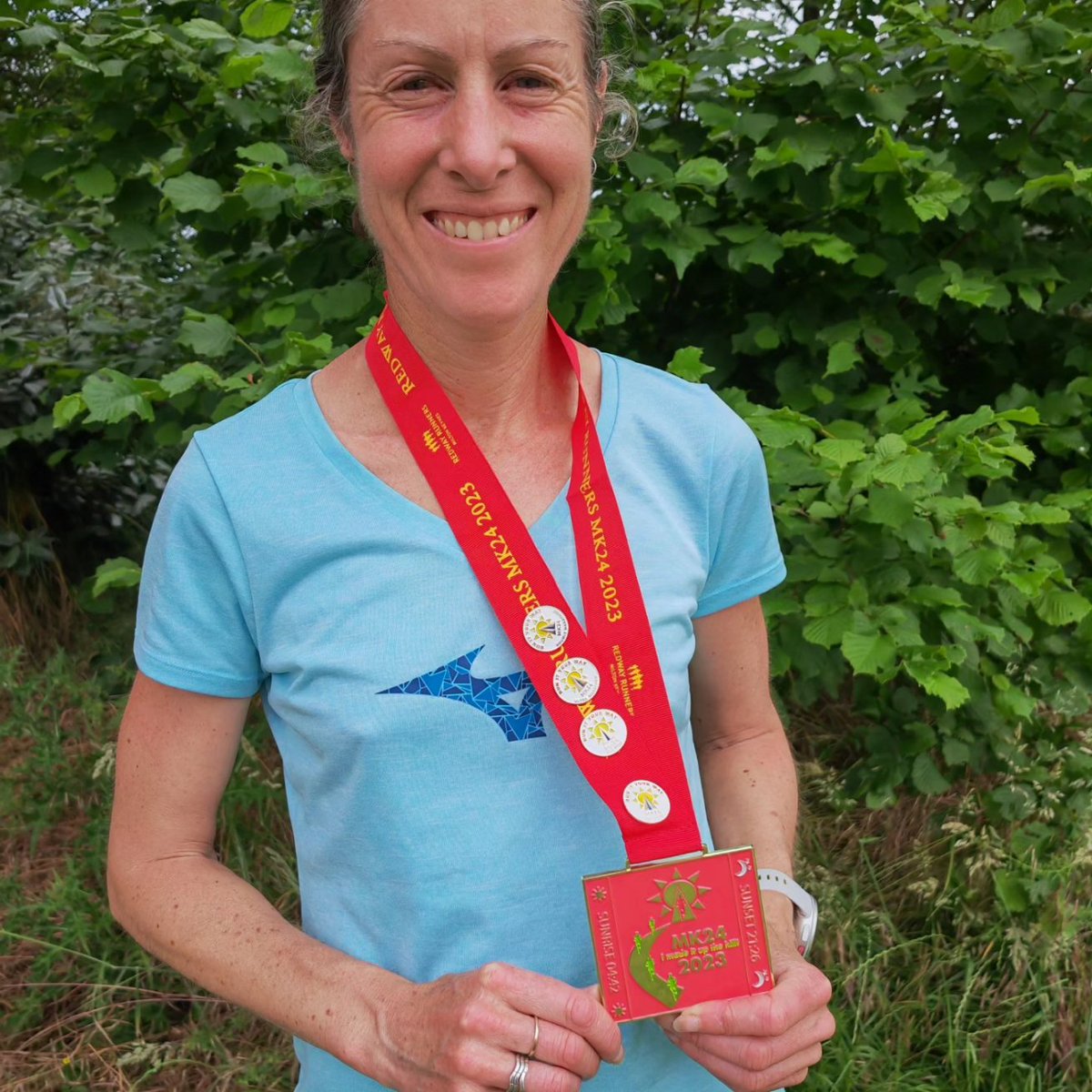 Milton Keynes midsummer 24-hour race. Very hot and very humid 🥵 but happy with a 58-mile training weekend. Big thanks to <a href="/RedwayRunners/">Redway Runners</a> for a great event and fab medal  (with pin badges for milestone distances) 😀
#mizuno
#mountainfuel