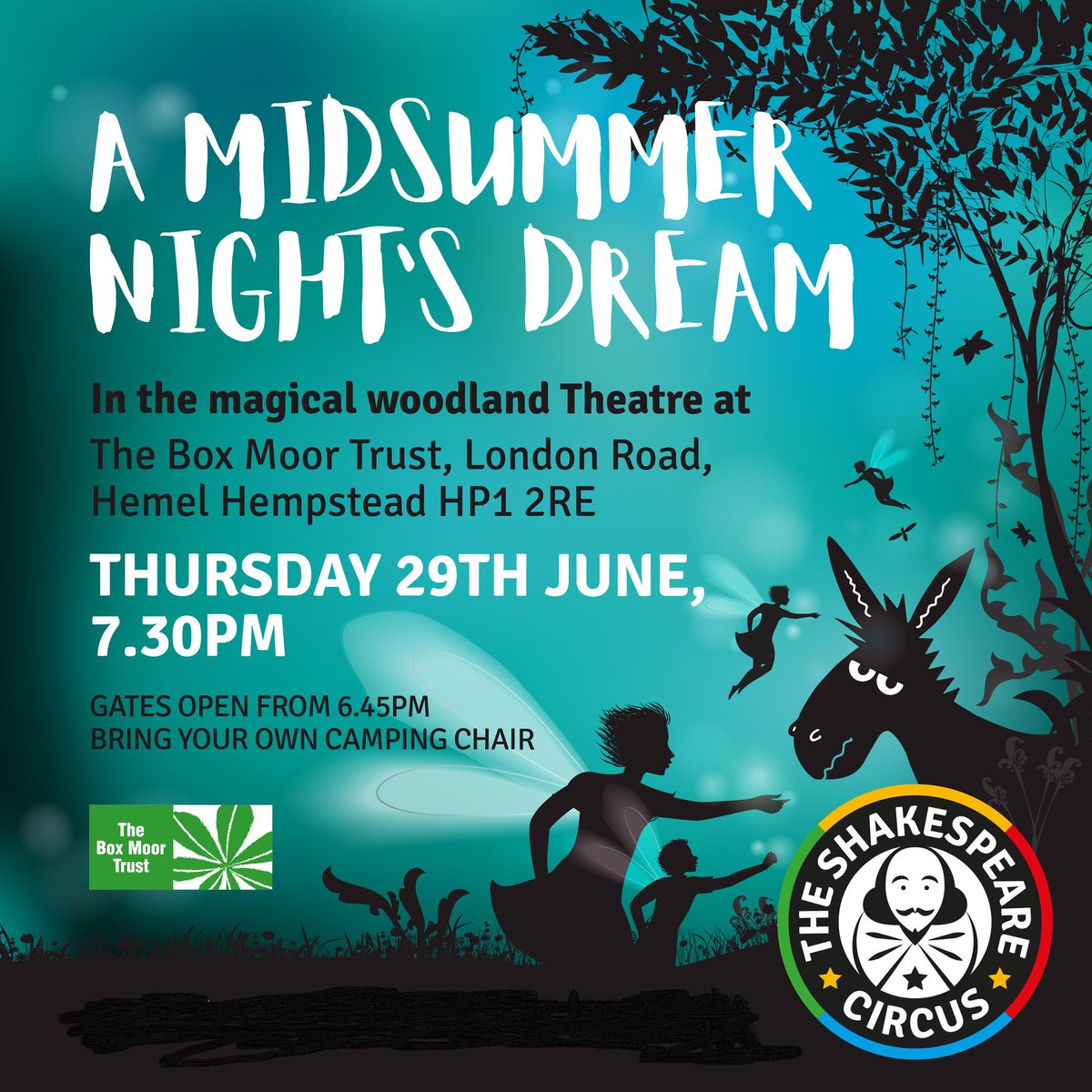 Berkhamsted-based theatre company The Shakespeare Circus will be performing a version of ‘A Midsummer Night’s Dream’ in the woodland at Boxmoor Trust on 29 June > bit.ly/3JhsamD #Shakespeare #Theatre @boxmoortrust