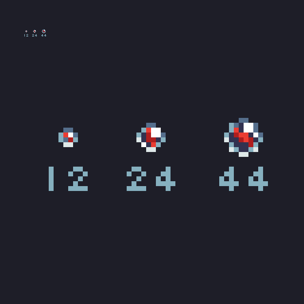 #数えてドット絵 
参加させていただきます。
ビー玉　12px 24px 44px

#ドット絵 #pixelart