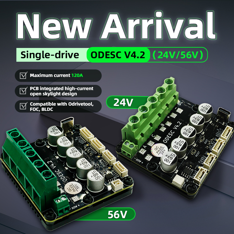SequreCompany's tweet photo. 👀New Arrival
Single-drive ODESC V4.2（24V/56V）
💪Maximum current 120A
✅PCB integrated high-current open skylight design
✅Compatible with Odrivetool, FOC, BLDC
👉Get More: https://t.co/QZ8mVQqSIV https://t.co/Bu4duSpgEf