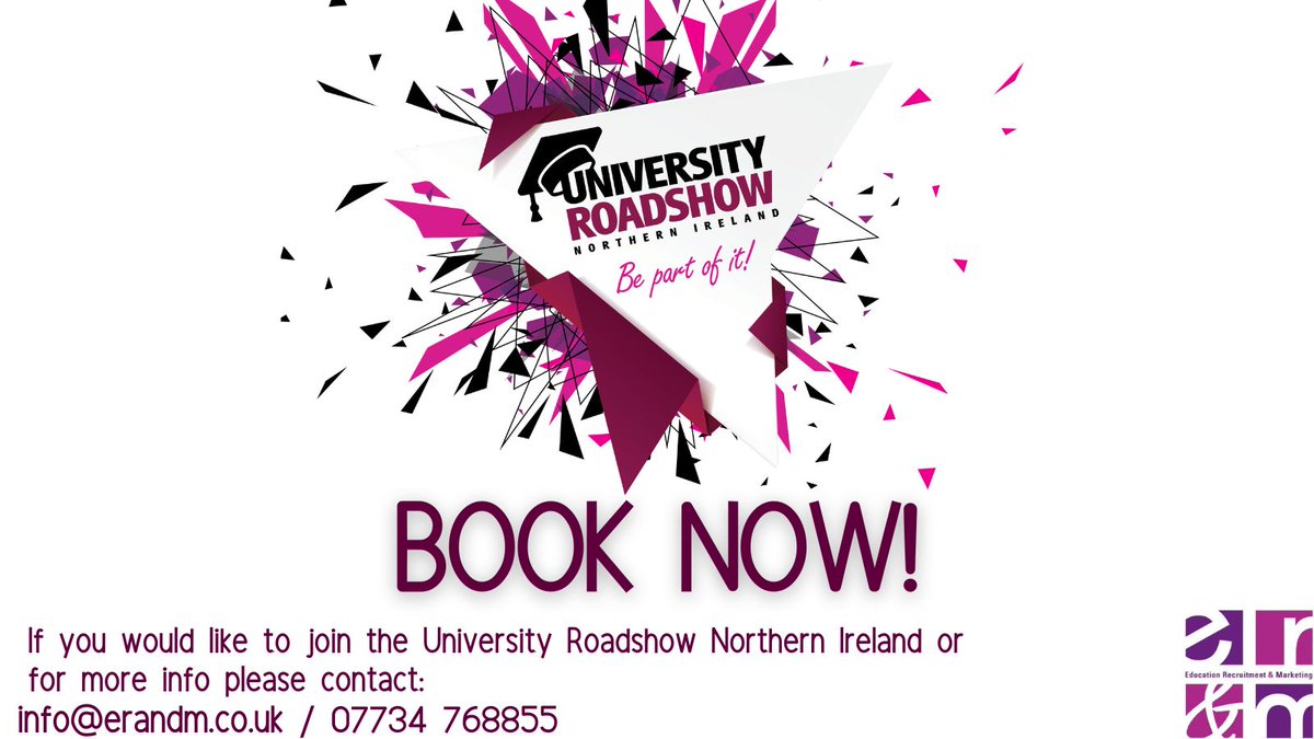 📣Calling all Universities📣
Don't forget to book your place on the University Roadshow 2023!🤩🤩 

The University Roadshow is a brilliant way of reaching a large number of students in a short space of time.  

Email info@erandm.co.uk for more details or to get involved😀