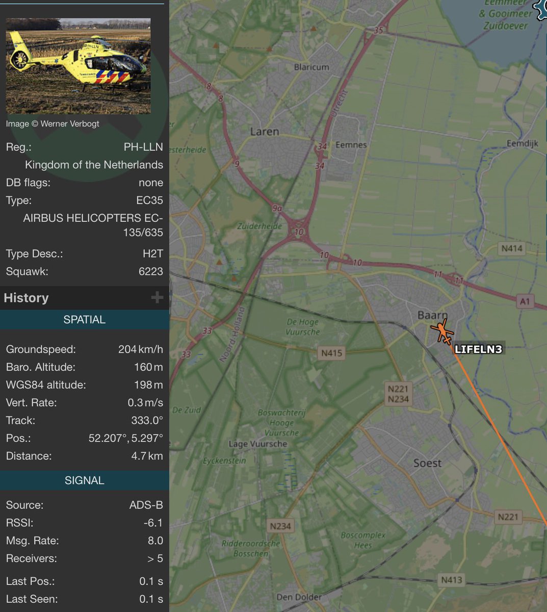 RescueBert's tweet image. #Lifeliner3 gaat zo landen in #Baarn