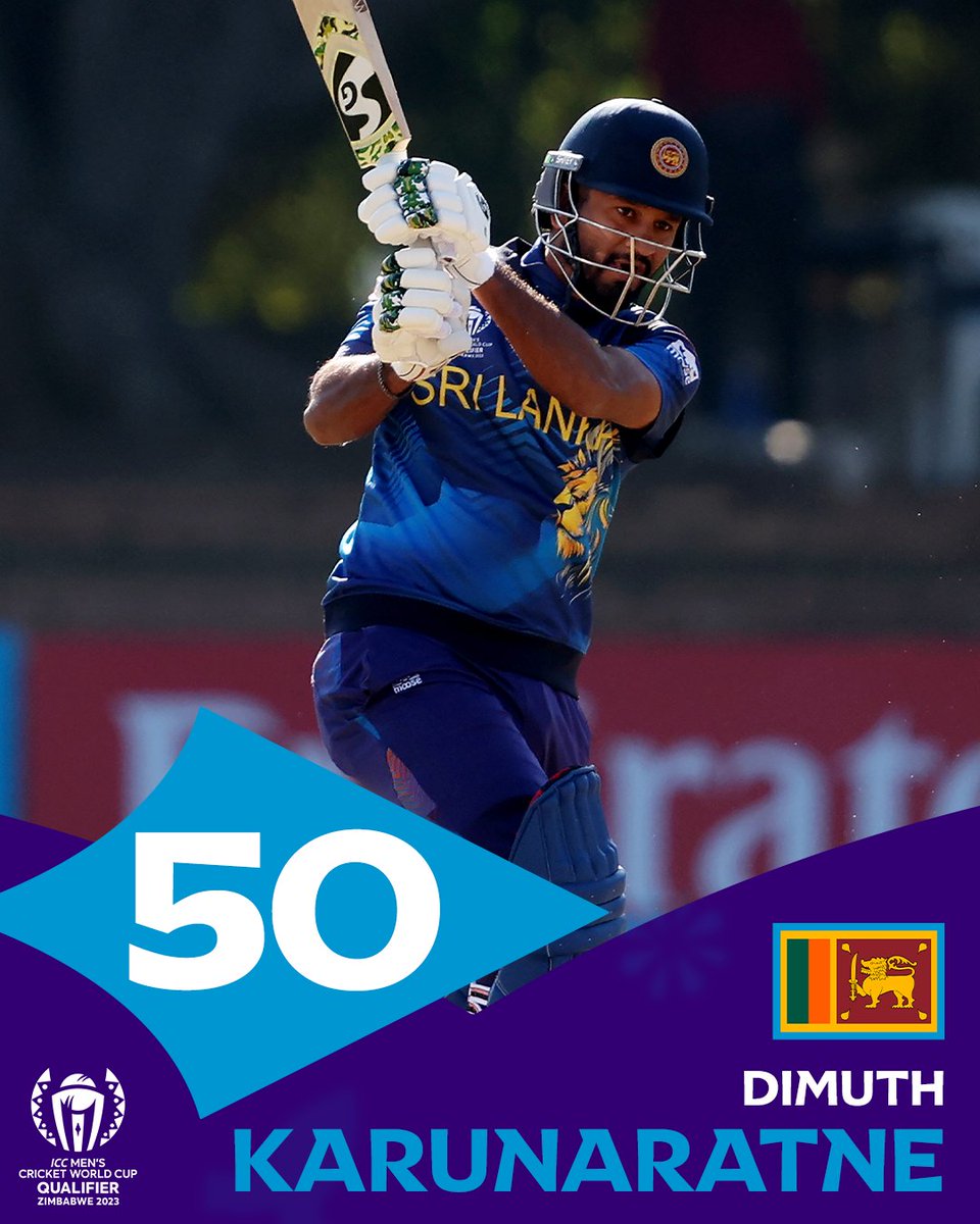 A steady fifty for Dimuth Karunaratne as Sri Lanka sail through the first 16 overs 👏

#CWC23 | #SLvUAE | 📝: bit.ly/3Jg54gk