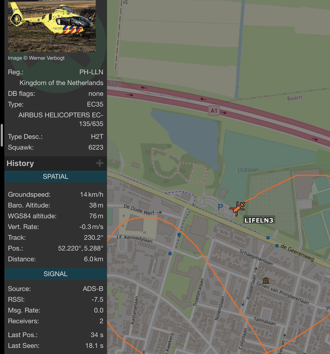 RescueBert's tweet image. #Lifeliner3 aan de grond ijsbaan aan de Geerenweg #Baarn