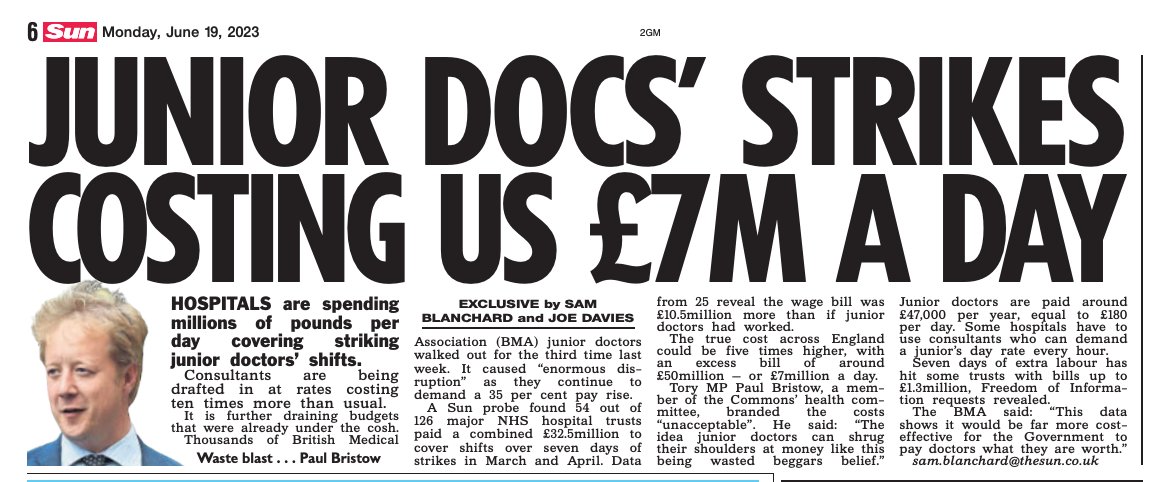 The cost of striking crisis with @TheJoe_Davies – NHS hospitals are spending millions of pounds per day covering junior doctors' shifts. Leaders say they are 'draining money' that is needed for patients thesun.co.uk/health/2273374…