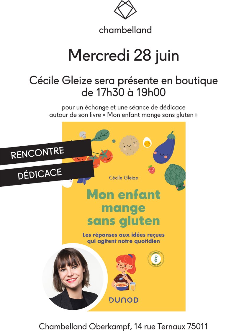 📕🖊️Mercredi 28 juin rdv chez <a href="/chambelland/">Chambelland</a> pour une rencontre-dédicace avec <a href="/CcileGleize/">Cécile Gleize</a> autour de #MonEnfantMangeSansGluten paru chez <a href="/dunod/">Duno Ndumieson</a> !!
Plus d'infos 👉 because-gus.com/mon-enfant-man…