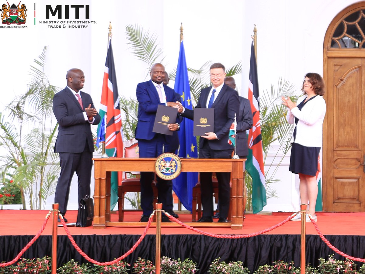 Am very delighted to have signed the EU-Kenya economic partnership agreement this morning at @StateHouseKenya , in the presence of His Excellency the President @WilliamsRuto, which marks a significant milestone for Kenya and the East African Community States.