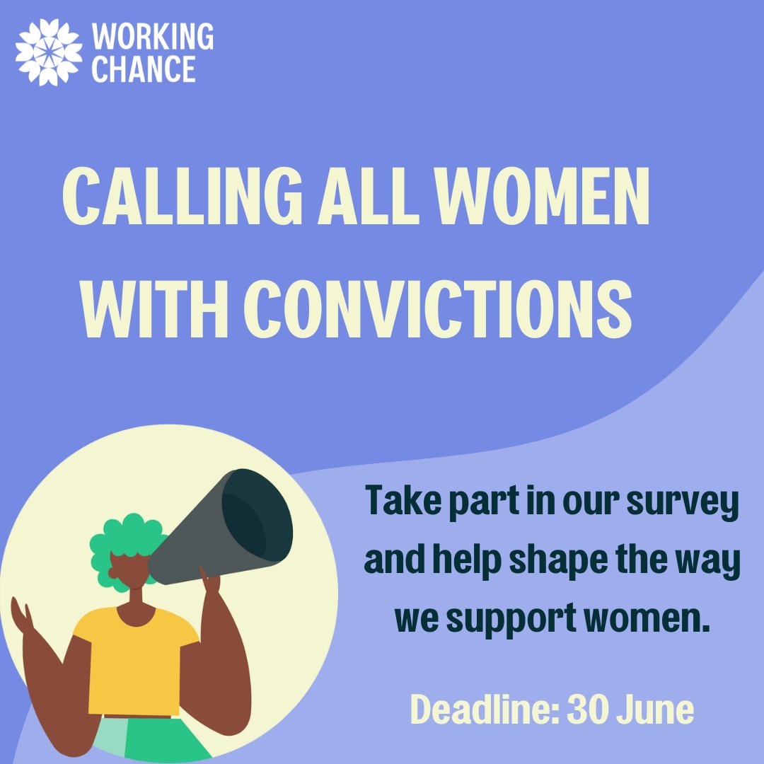 📣Calling all women with convictions!

Take our short survey and you could win a £100 gift card! 🎫

Whether you have used our service or never heard of us - every voice counts! 

Deadline: 30 June.

👩‍💻👉form.typeform.com/to/GacgPBbI