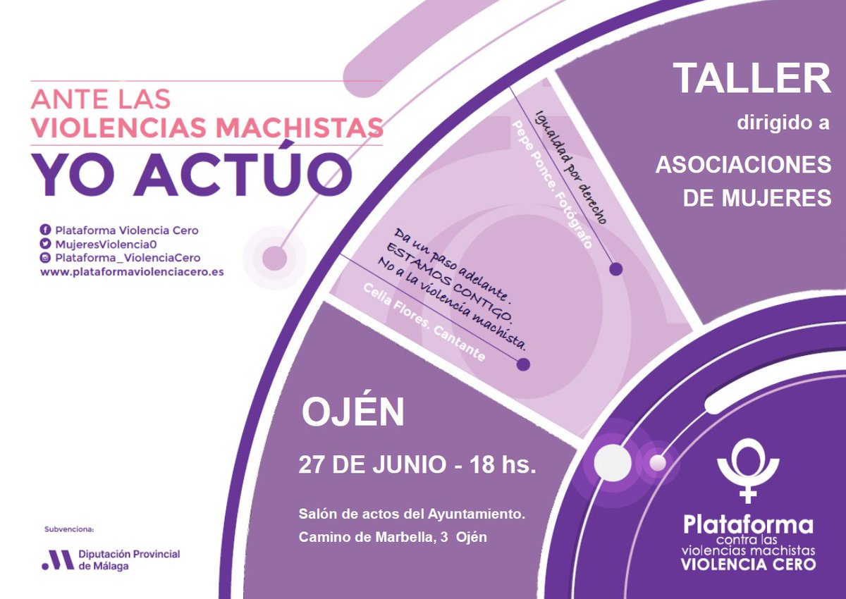 🟣 "Ante las violencias machistas, Yo Actúo", nuevo taller dirigido a las asociaciones de mujeres.
📌 27 de junio, Salón de Plenos del Ayuntamiento de Ojén, 18:00 horas.

#Ojén #sierradelasnieves #Málaga #Costadelsol