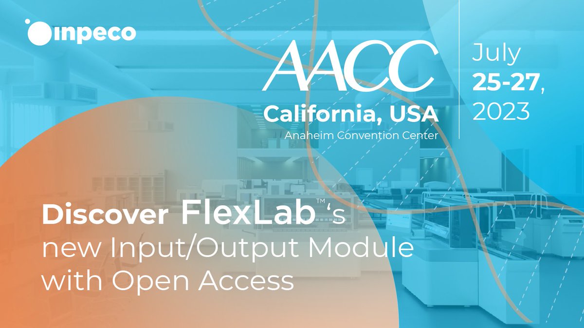 InpecoHealth's tweet image. Visit our booth #3813 to discover FlexLab™'s next-generation Input/Output module: inpeco.com/2023-aacc-annu… ​
​
#Inpeco #TailorMadeAutomation #FlexLab @_AACC #LabInnovation