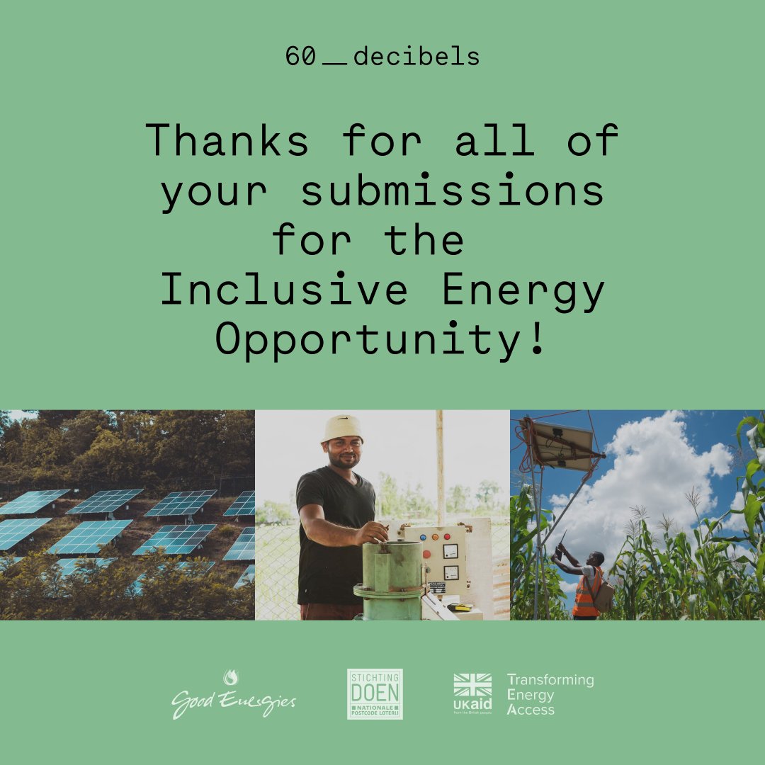 We had 450+ applications for our #Inclusive #Energy Opportunity! 

85% are locally-owned
33% are women-led
38% are operating in nascent markets
37% are delivering nascent technology

We're deep in selection mode now, w partners @UKaid @TEAEnergyAccess @StichtingDOEN @GoodEnergies