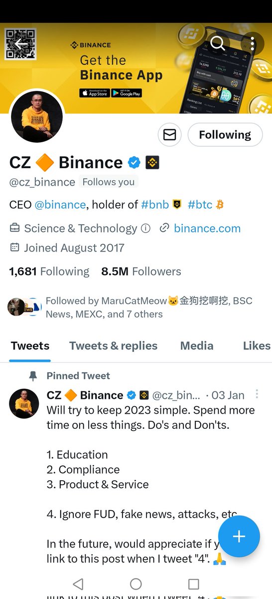FLY666_ETH's tweet photo. Proud to have CZ following us, we will continue to support Binance! https://t.co/GgOAmszmMx