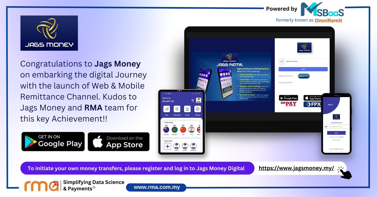 Jags Money introduces Web and Mobile Remittance Channels, offering fast and secure international money transfer services, including digital remittance. Register and experience the convenience of digital remittance at jagsmoney.my.