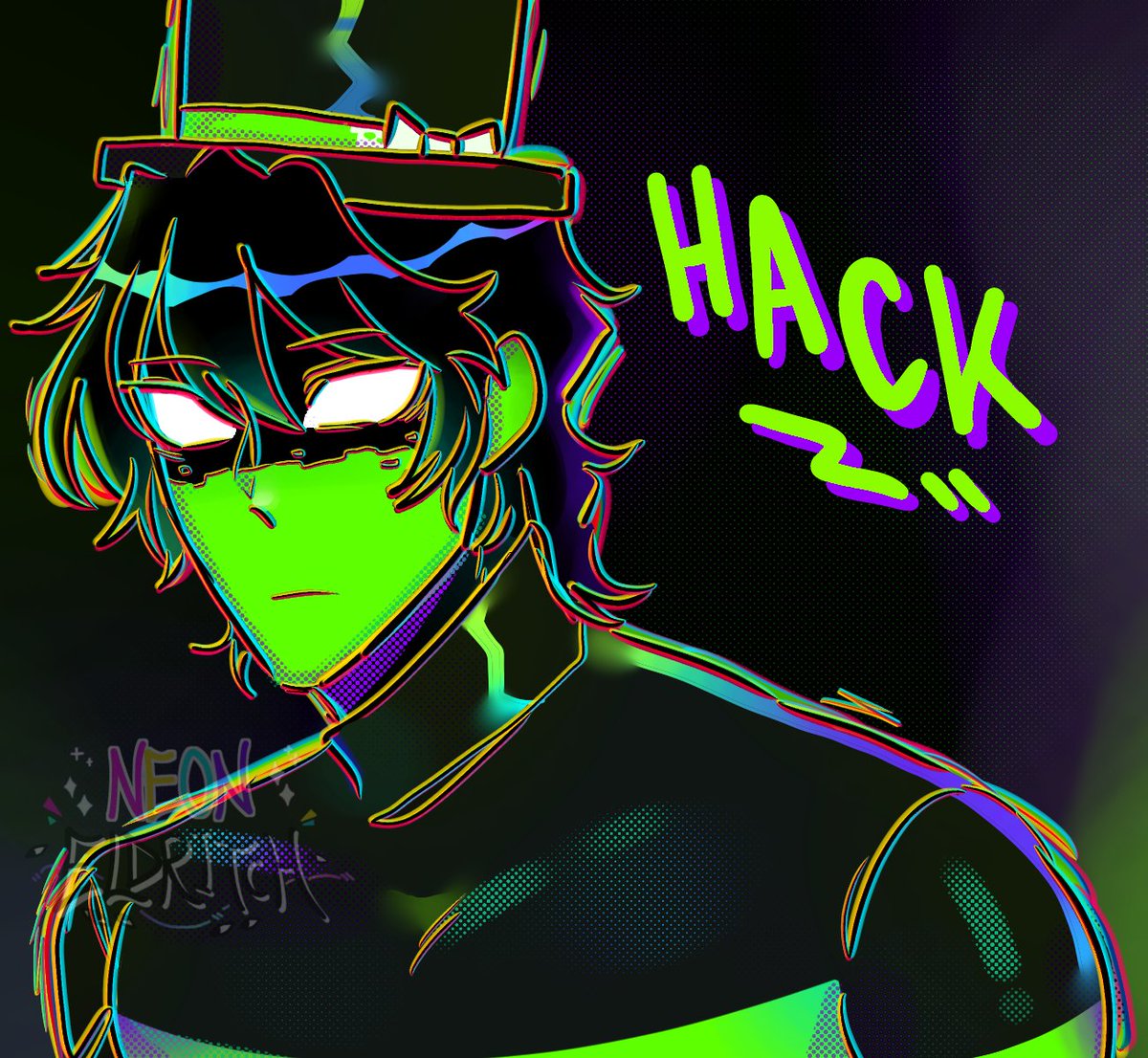 neoneldritchkyo's tweet photo. Was experimenting a bit with the halftones because everyone is doing it, so I'm bringing them back in my art. Also because of brainrot involving spiders and multiple universes.
Anyway here's a Hacknine piece because I haven't drawn him in forever.
#thaffanart #hackart #hacknine https://t.co/CemWKXqkFV