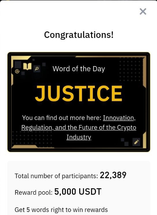 #Binance Word of the Day ( #WOTD )
Theme: Compliance
Period: 2023-06-19 to 2023-06-25
👉7 Letter:
FREEDOM
PROCESS
PROTECT
JUSTICE