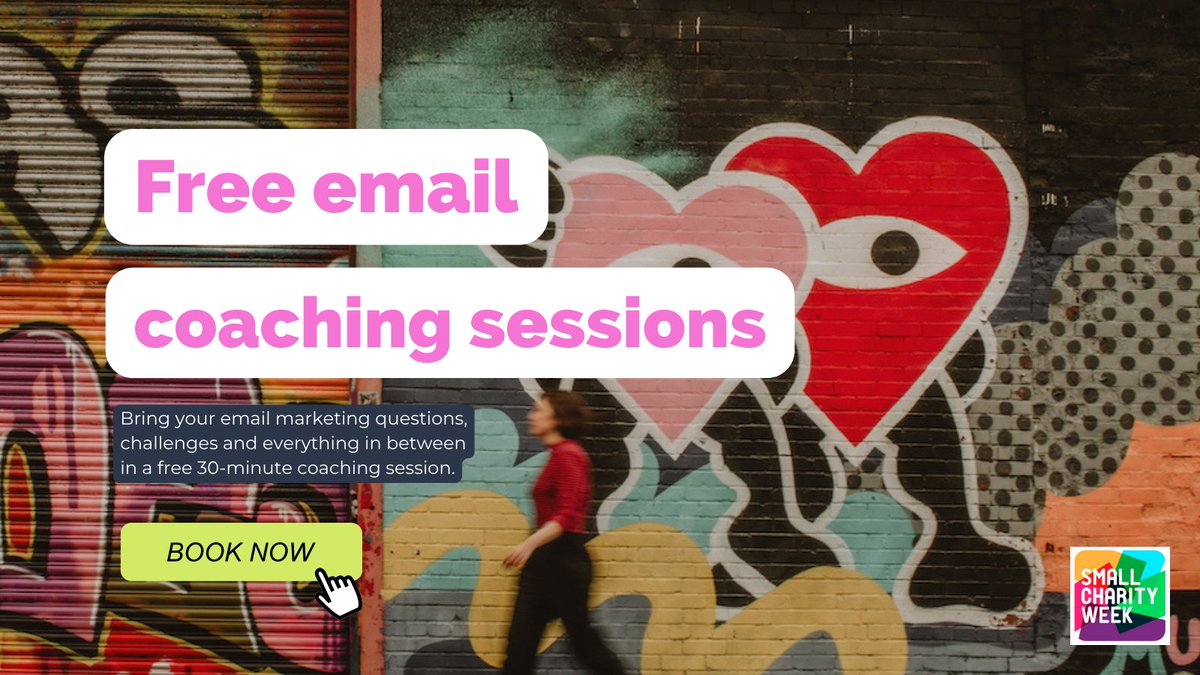 Happy #SmallCharityWeek! 🥳 

Small charities that invest in email thrive, and I *love* helping teams find their email magic.  

I've blocked out all of Wed for free 30min coaching calls. Bring your email Qs & challenges & leave brimming with new ideas. 

bit.ly/3Xleih6