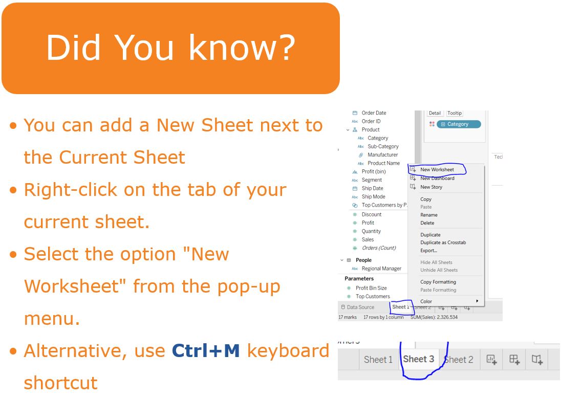 dataTasteMaker's tweet image. #TinyTableauTip How to add new sheet next to current one and not at the very end.  #datafam