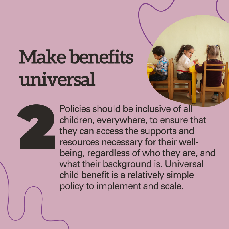 UNICEFInnocenti's tweet photo. When &amp; how much money is spent on children is critical to their development. How can governments optimize public policy for children?

💲Spend more on the youngest
🌏Make child benefits universal
👐Use foreign assistance to promote local spending on #SocialProtection

Read more⬇