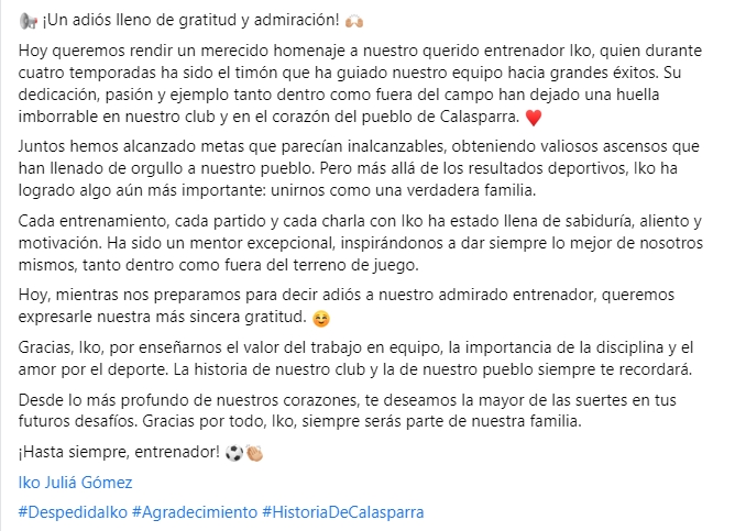 ciudad_calas's tweet photo. 📢 ¡Un adiós lleno de gratitud y admiración! 🙌🏼

¡Hasta siempre, entrenador! ⚽️👏🏼

@ikori80
@treceraG13
@Nacional10X
@NoroesteOCR

#DespedidaIko #Agradecimiento #HistoriaDeCalasparra https://t.co/KsrdJnVYJe
