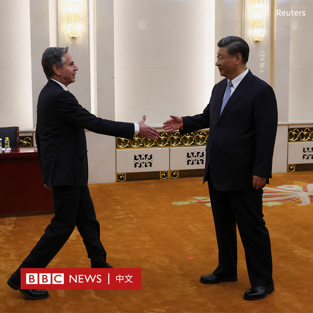 BBC News 中文 on Twitter: "【最新消息】中国国家主席习近平在北京人民大会堂与访华的美国国务卿布林肯（Antony ...