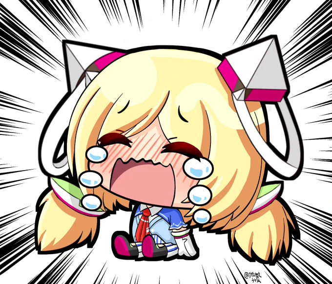 ぎゃん泣きアキロゼちゃん #アロ絵