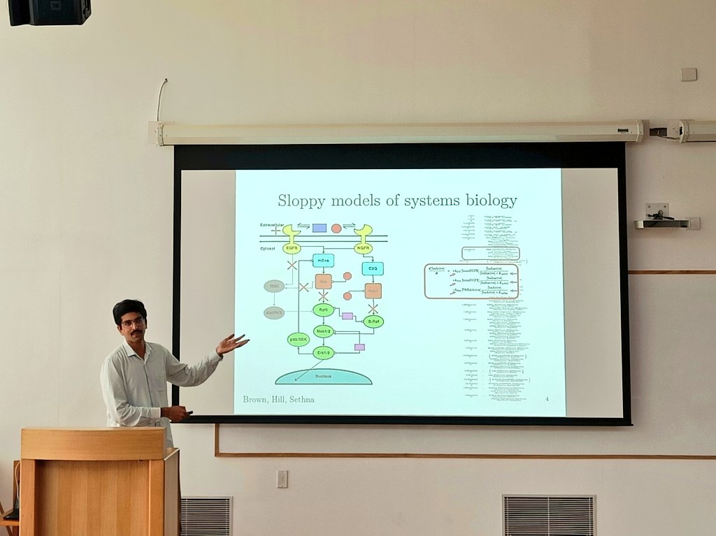 NCBStheory's tweet photo. - @ArchishmanRaju next uses a #DevBio lens to focus on various aspects of cell fate determination like #Epigenetics &amp; #SystemsBiology 

- A snapshot of our wonderful #MonsoonSchool participants during today's lecture 

#PhysicsOfLife2023 https://t.co/SH17EBT2DS