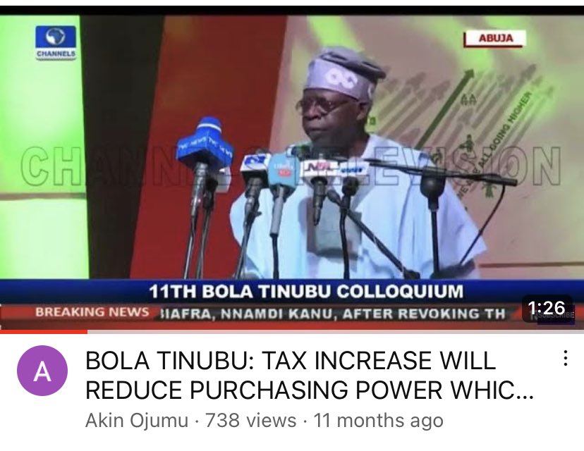 Tinubu said this about 11 months ago…”we will reduce the purchasing power, of the people, and widen the tax net”… 

He didn’t make a mistake when he said it. My purchasing power has drastically reduced by 50%. 

God why?