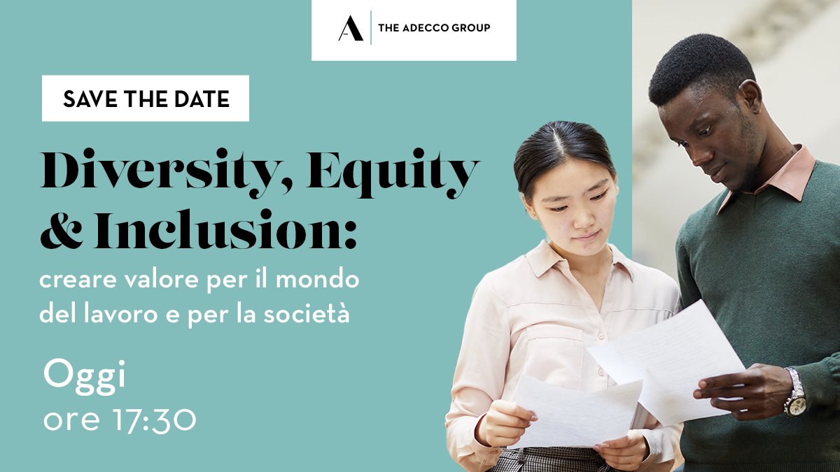 Sono numerosi i benefici riservati alle aziende che adottano politiche di DE&amp;I, come migliori opportunità di business e talenti. Ma come trasformare la diversità in una leva di forza? Se ne discuterà oggi durante l'evento “Diversity, Equity &amp; Inclusion": bit.ly/3NyHoWX